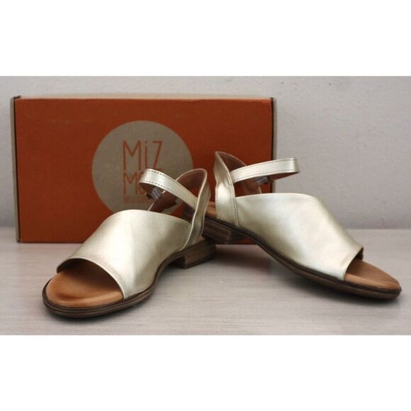 Miz Mooz Women's Sz EUR 37 US 6.5-7 Gold Delphina European Leather Sandals - Picture 1 of 10
